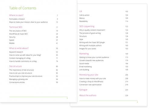 SEO for WordPress eBook Preview Table of Contents