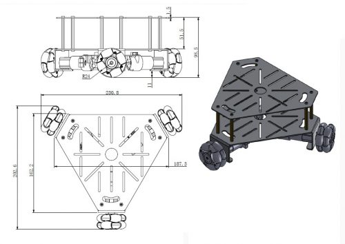 Omni Wheel Robot Platform Chassis with Encoder – Black – 15001B – Oz ...