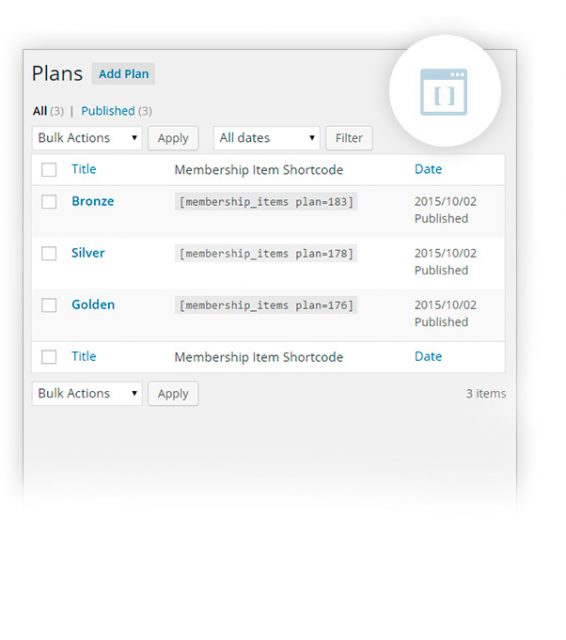 Show easily the content of plans copy and paste the short code of the ...