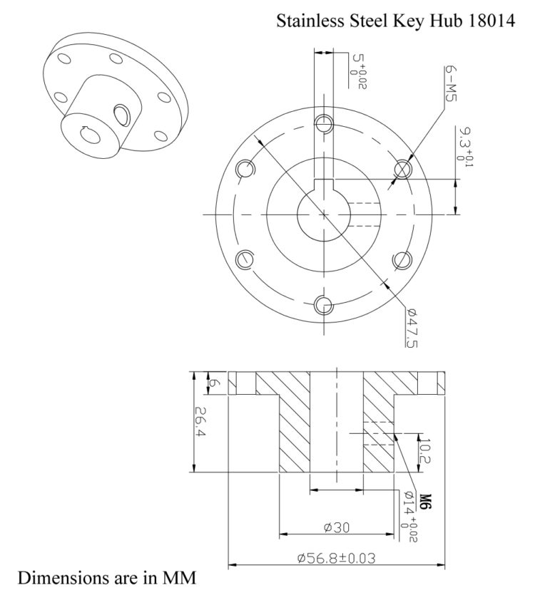 14mm Stainless Steel Key Hub 18014 – Oz Robotics