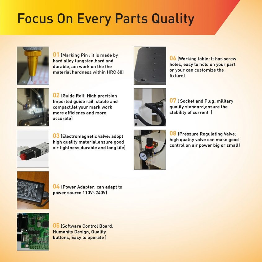 Dot Peen Marking Machine for Metal Parts both Flat Surface and Circle ...