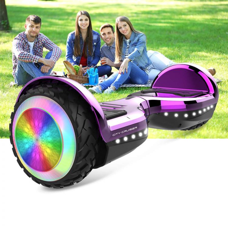 purple hoverboard with bluetooth and lights