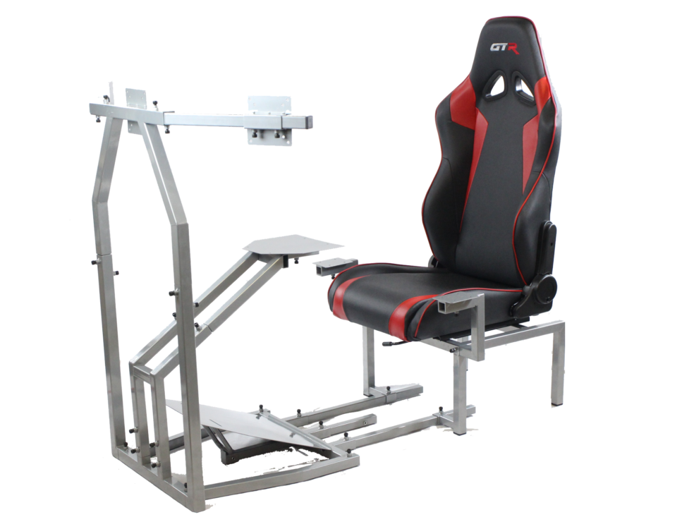 Crj Model Flight Sim Cockpit With Dual Control Mount Monitor Stand Black And Red Leatherette Seat Oz Robotics