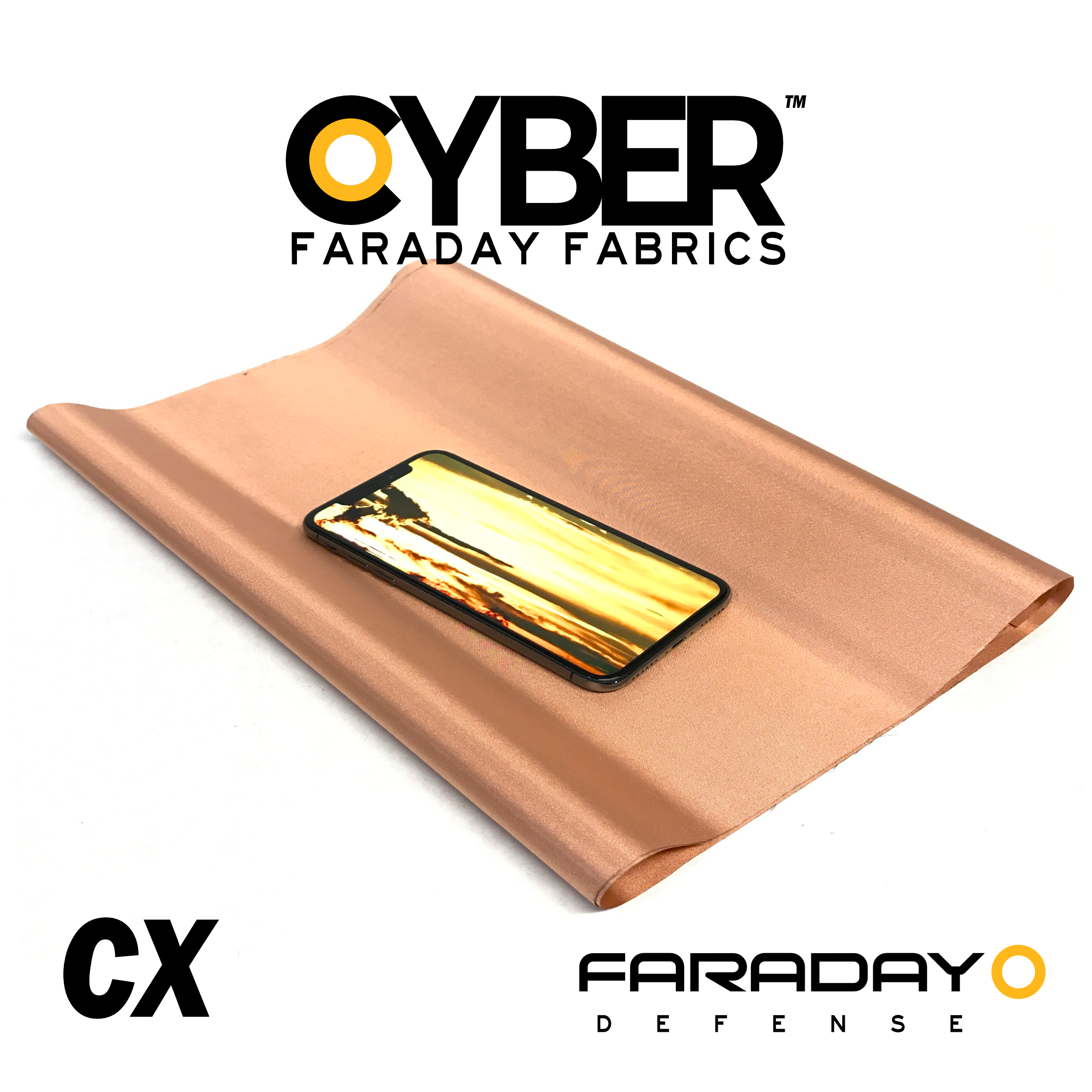 CX CYBER Faraday Fabric EMF RF Shielding Copper Fabric Roll 44″ x 1′