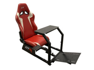 GTR Flight Simulator Seat CRJ Model with Adjustable Leatherette Seat Flight Simulation Cockpit with Dual Control Mount and Triple or Single Monitor Stand 