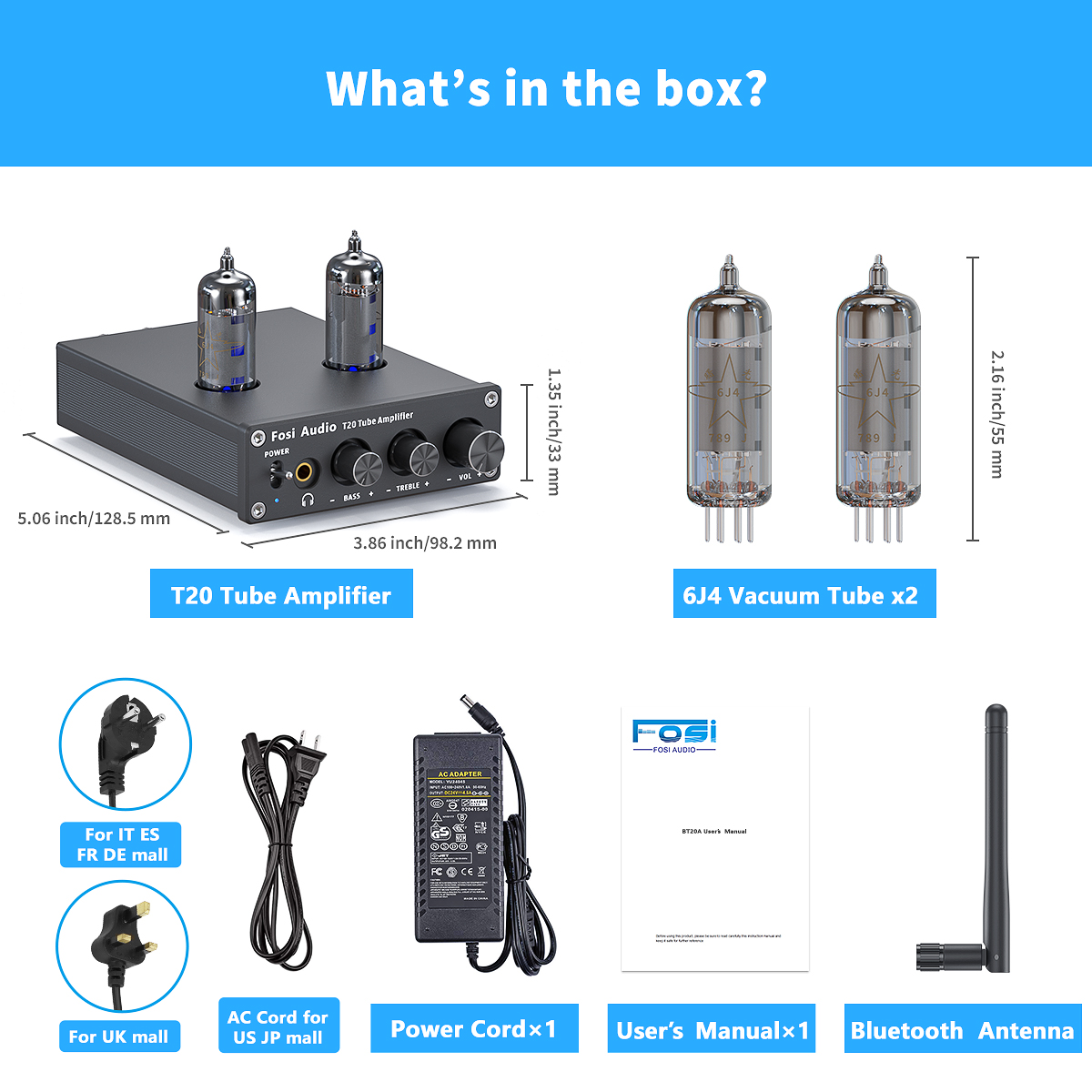 Botanist frozen garbage Fosi Audio T20 Bluetooth Tube Amplifier 50W x2 Stereo Audio Headphone  Amplifier for Passive Speakers – Oz Robotics