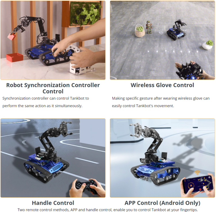 Hiwonder Tankbot Track Robot Car Loaded with Robotic Arm for STM32 ...