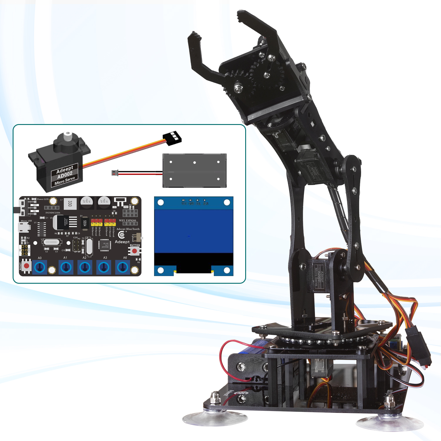 Adeept 5-DOF Programmable Robotic Arm Orange Kit for Raspberry Pi -  RobotShop