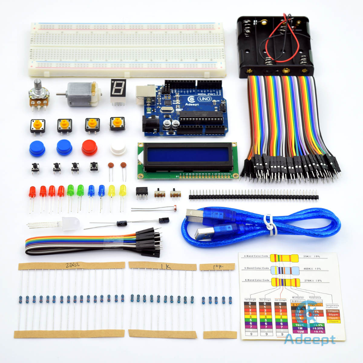 Adeept Starter Kit for Arduino UNO R3, LCD1602 with Breadboard and DC Motor  – Oz Robotics