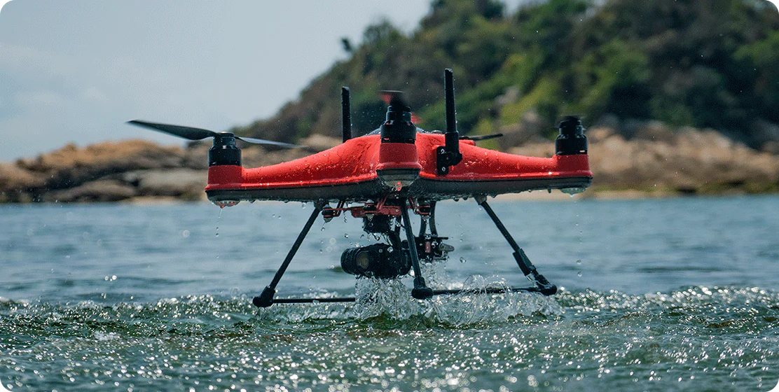 The multi-functional waterproof drone can be used for Filming, Fishing, Rescue, Survey, and Research.