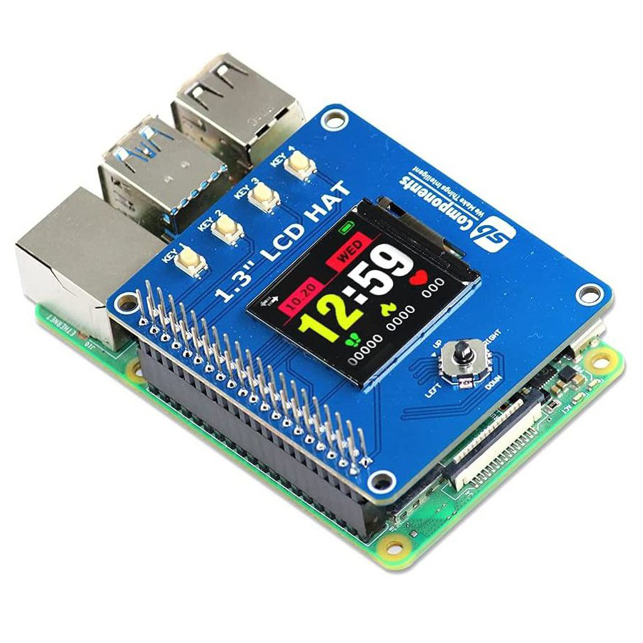 Waveshare 1,3 Inch IPS LCD Display HAT Voor Raspberry Pi - 240x240 Pixels, SPI, Met Joystick