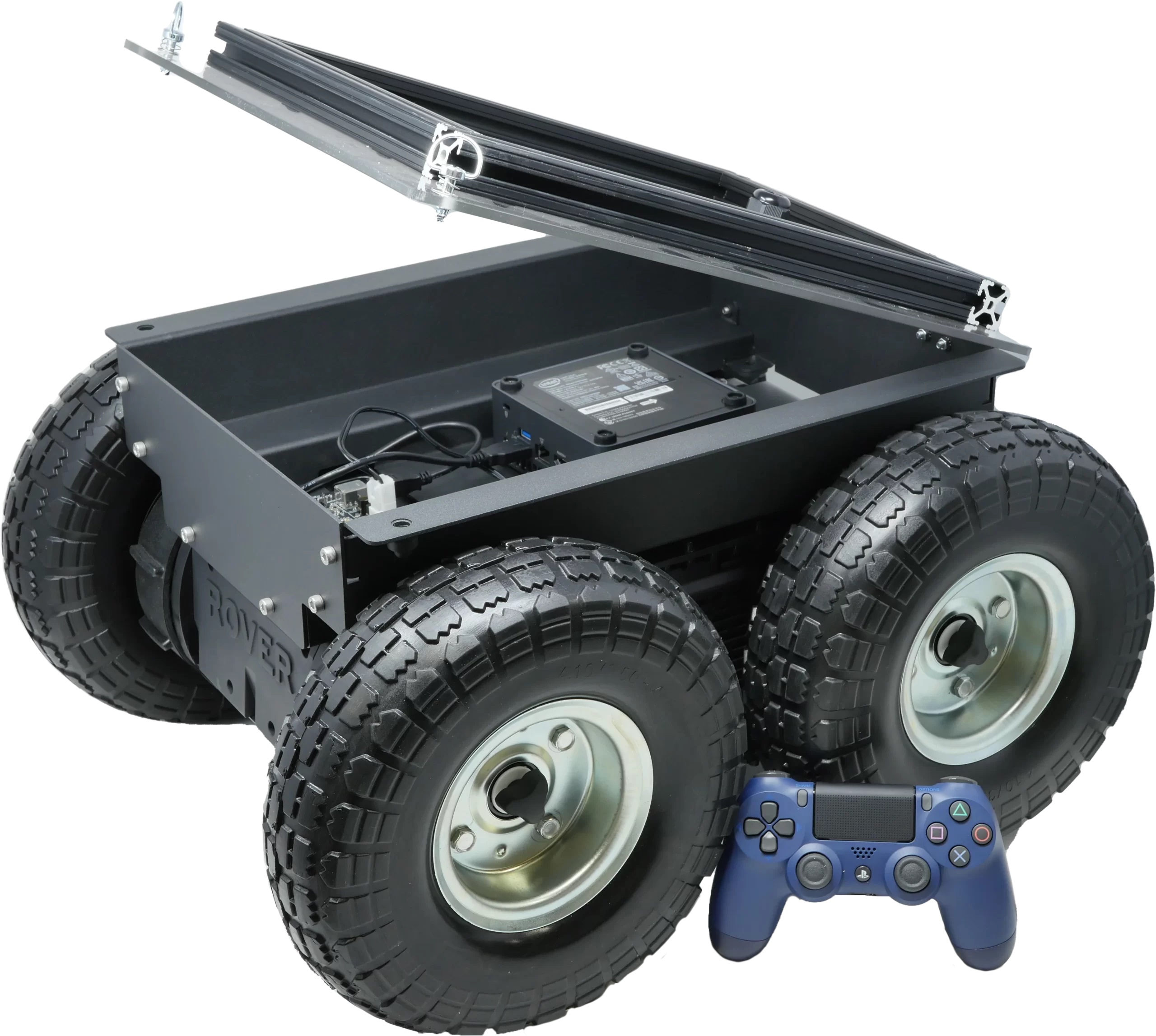 This robot is ready for whatever you throw. With a chassis designed to take a beating, the Rover Pro is a highly rugged and capable mobile robotics platform.