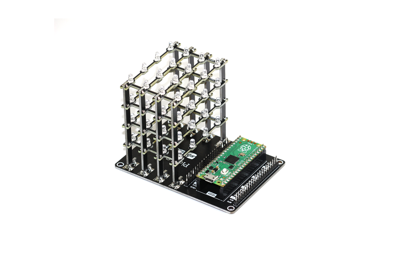 64 LED 4x4x4 LED Cube for Raspberry Pico (Blue) Oz Robotics