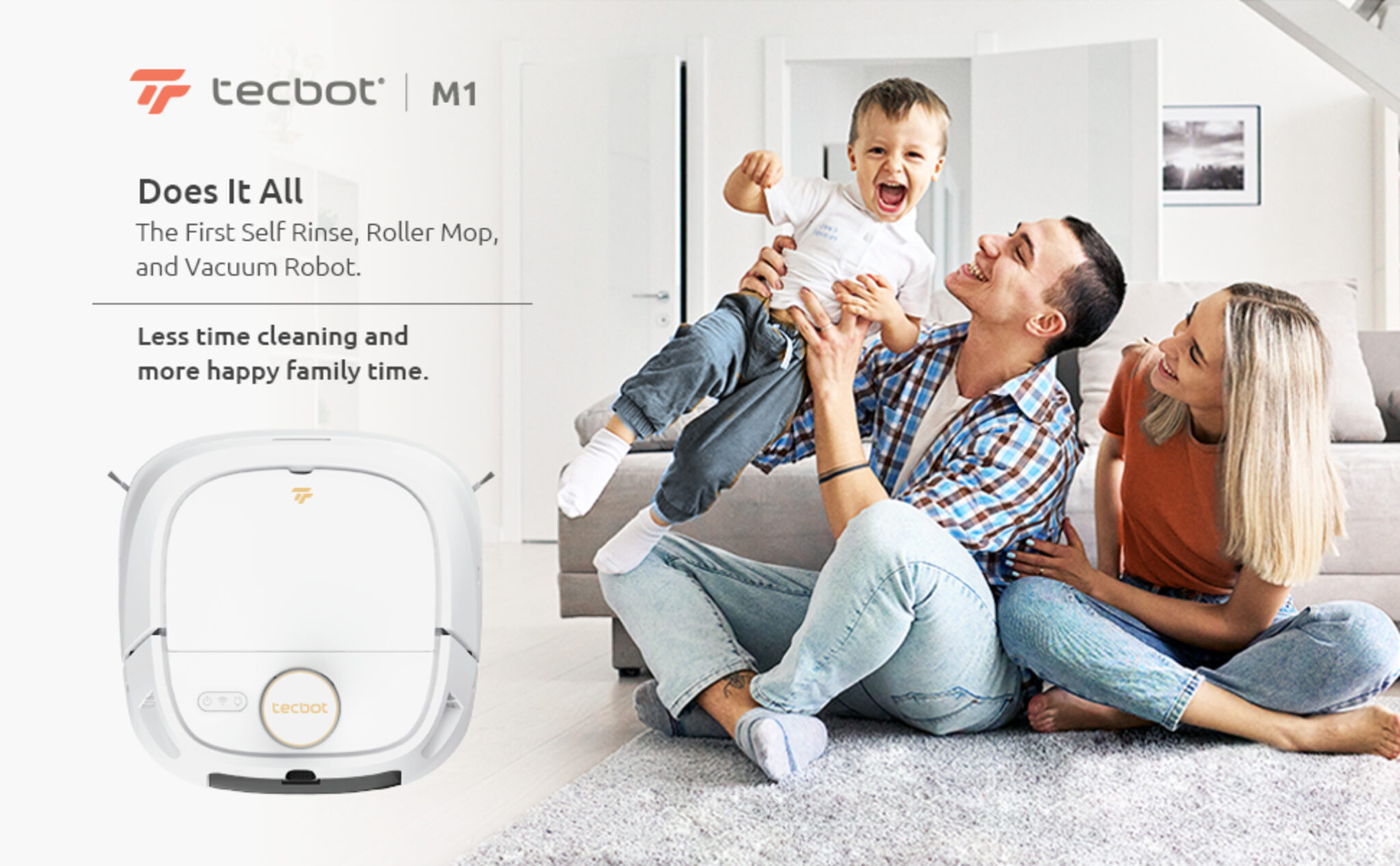 Tecbot M1 SelfRinsing Laser Robot Vacuum Cleaner with Mop and SLAM