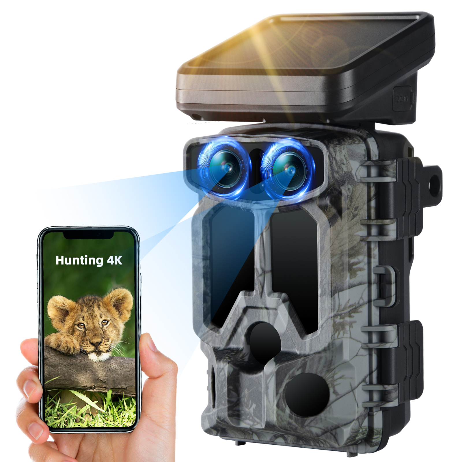 Wildlife Camera - WiFi Solar Power Dual Lens Wildlife Camera
