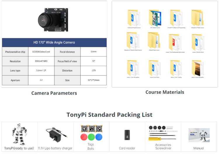 TonyPi Hiwonder AI Intelligent Vision Humanoid Robot (Standard Kit with ...