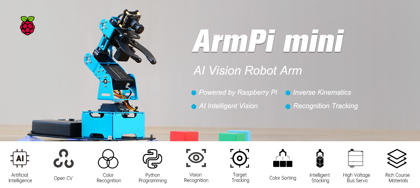 Hiwonder ArmPi mini 5DOF Vision Robotic Arm Powered by Raspberry Pi 5 ...