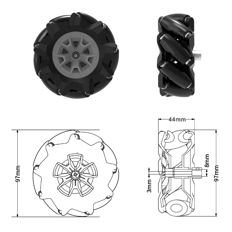 Kit Roues Mecanum Omnidirectionnelles 60mm - 2 Ou 4 Roues Pour Robot Intelligent Et Châssis Voiture - Compatible Moteurs TT