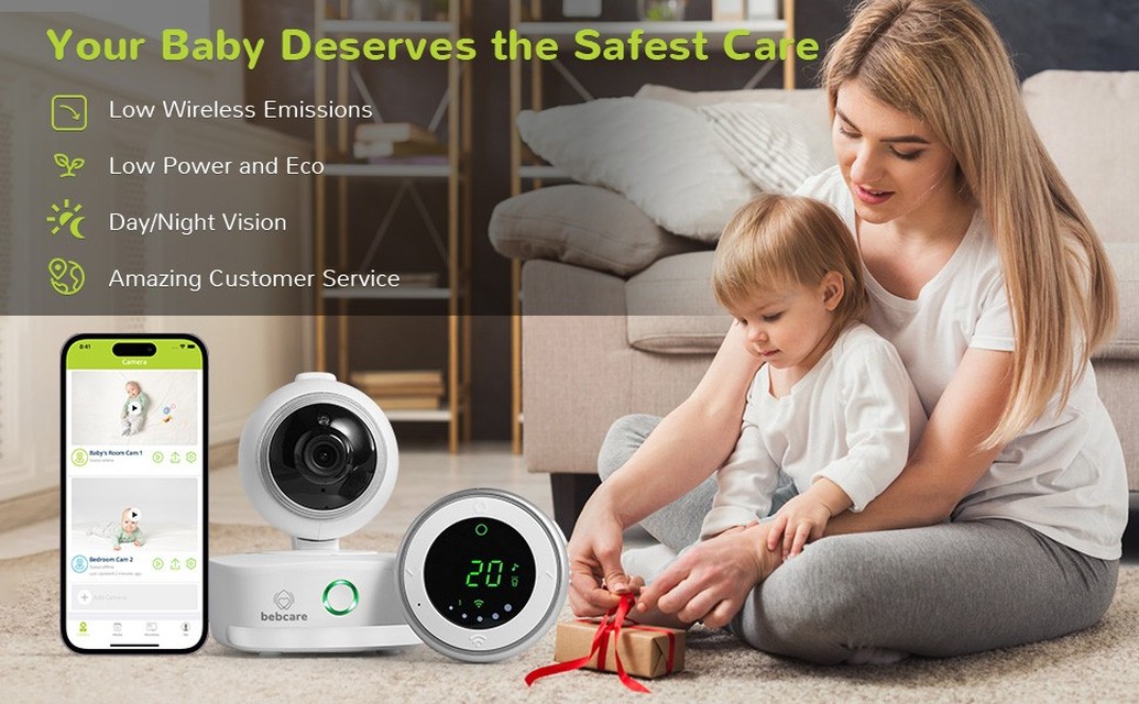 Bebcare iQ Hybrid WiFi Smart Baby Monitor with iOS and Android Support. Low Emissions