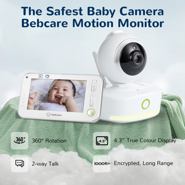 Bebcare Motion Digital Video Baby Monitor. Non-WiFi, Low EMF, Low Radiation, Safest Best Baby Monitor. Two-way talk, Movement Detection, Unhackable, Secure.