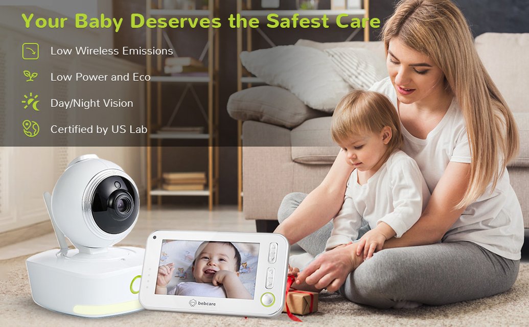 Bebcare Motion Digital Video Baby Monitor. Non-WiFi, Low EMF, Low Radiation, Safest Best Baby Monitor. Two-way talk, Movement Detection, Unhackable, Secure.