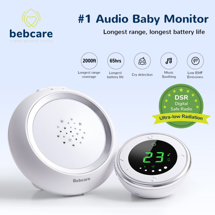 Bebcare Hear Non-WiFi Digital Audio Baby Monitor. Ultra-long range, ultra-long battery life. USB-C charging, Battery Powered.