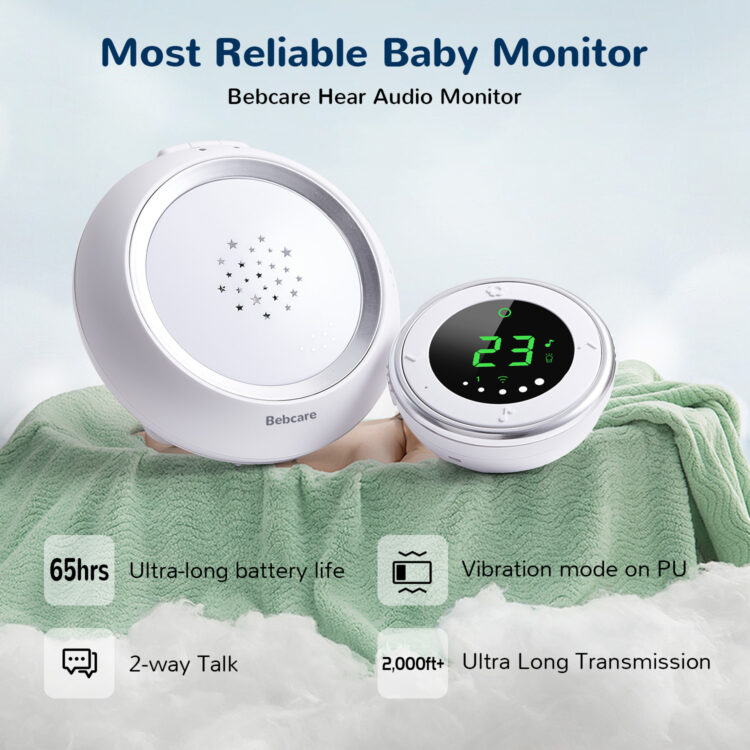 Bebcare Hear Non-WiFi Digital Audio Baby Monitor. Ultra-long range, ultra-long battery life. USB-C charging, Battery Powered.