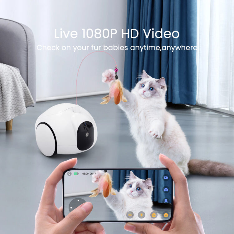 Pet Companion Robot, Moving Pet Camera Robot with Phone App, Pet Camera Treat Dispenser - Image 2