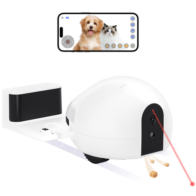 Self-Charging Companion Robot, Moving Pet Camera Robot with Phone App, Pet Camera Treat Dispenser