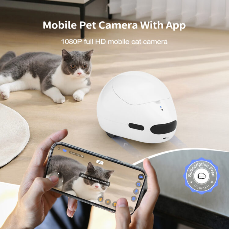 Self-Charging Companion Robot, Moving Pet Camera Robot with Phone App, Pet Camera Treat Dispenser - Image 5