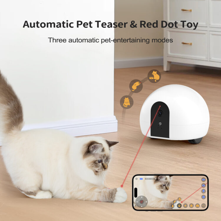 Self-Charging Companion Robot, Moving Pet Camera Robot with Phone App, Pet Camera Treat Dispenser - Image 4