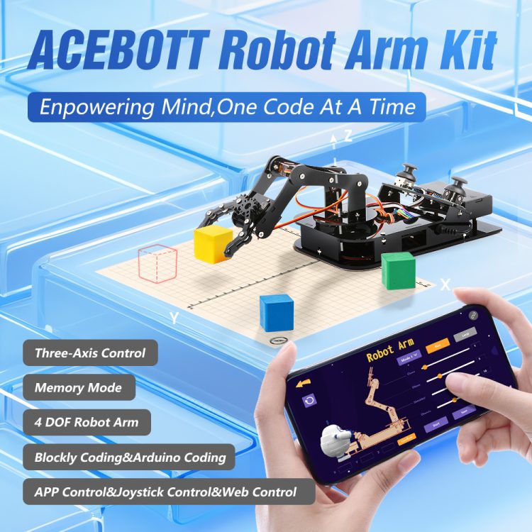 ACEBOTT ESP32 4 DOF Robot Arm Learning Kit Smart Car STEM STEAM Education Robotics for Arduino - Image 3