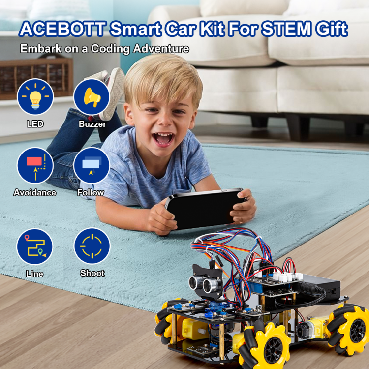 ACEBOTT Smart Robot Car Kit Compatible with Arduino IDE Programming STEM Education Coding Kit - Image 3