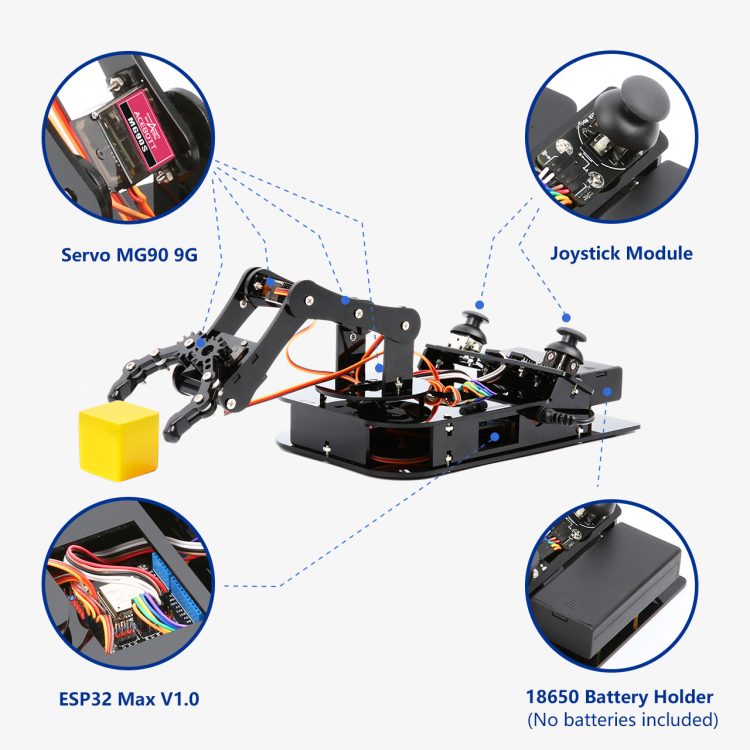 ACEBOTT ESP32 4 DOF Robot Arm Learning Kit Smart Car STEM STEAM Education Robotics for Arduino - Image 4