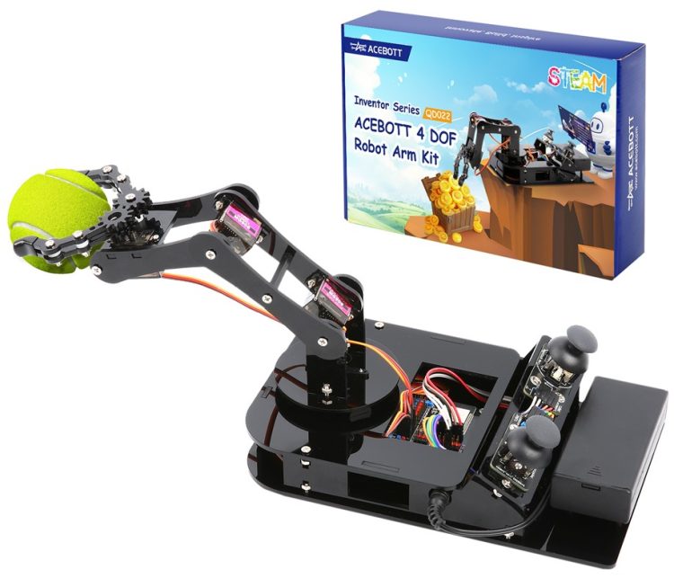 ACEBOTT ESP32 4 DOF Robot Arm Learning Kit Smart Car STEM STEAM Education Robotics for Arduino