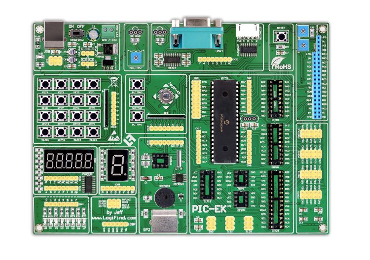 PIC-EK PIC Development Board for 8bit DIP40/28/20/18/14/8 PIC Microcontrollers