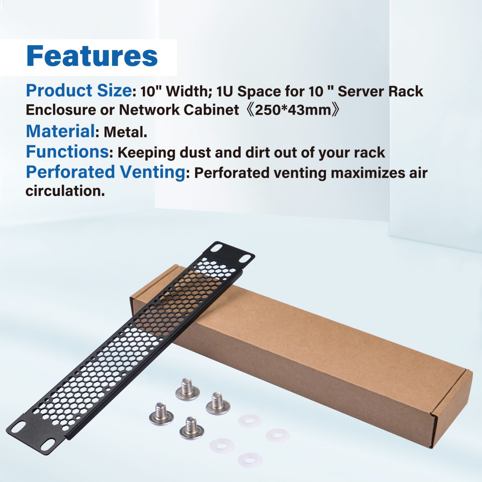 DeskPi Rackmate 1U Venting Blank Panel Metal Rack Mount for 10 Inch ...