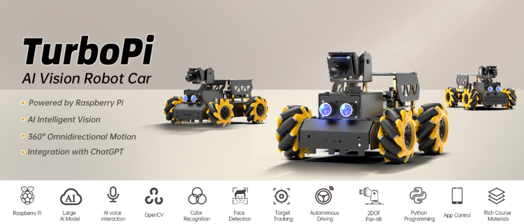 Hiwonder TurboPi Raspberry Pi Robot Car Vision & Tracking (Standard Kit ...