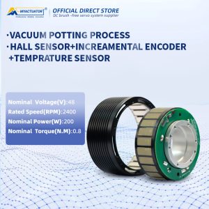 Frameless Torque Motor Outer Rotor FLO-70-15 Equipped with Hall Sensor Incremental Encoder Robot