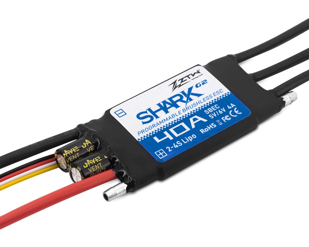 ZTW Shark G2 40A ESC 2-4S SBEC 5V/6V 4A Bidirectional Waterproof Speed Controller for RC Boat Marine