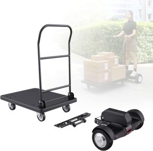 Electric Platform Trucks, Foldable Push Cart Dolly 661 LBS Capacity, 1000W Powered Heavy Duty Flatbed Cart with 360° Swivel Wheels for Warehouse Material Handling ET300P2