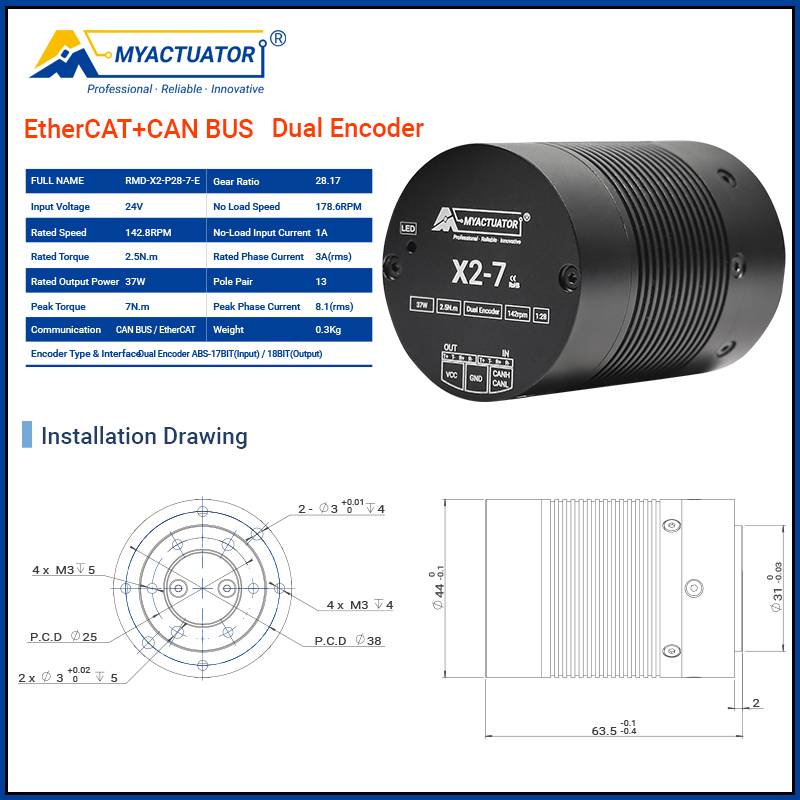 MyActuator Brushless Motor RMD-X2-7 Supports EtherCAT High Precision for Humanoid Robots - Image 6