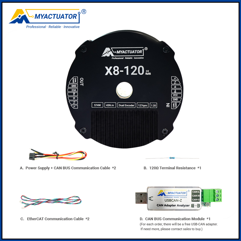 MyActuator Brushless DC Motor RMD-X8-120 EtherCAT Large Hollow Planetary Reduction Torque - Image 3