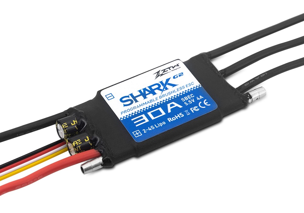 ZTW Shark G2 30A ESC 2-4S SBEC 5V/6V 4A Bidirectional Waterproof Speed Controller for RC Boat Marine