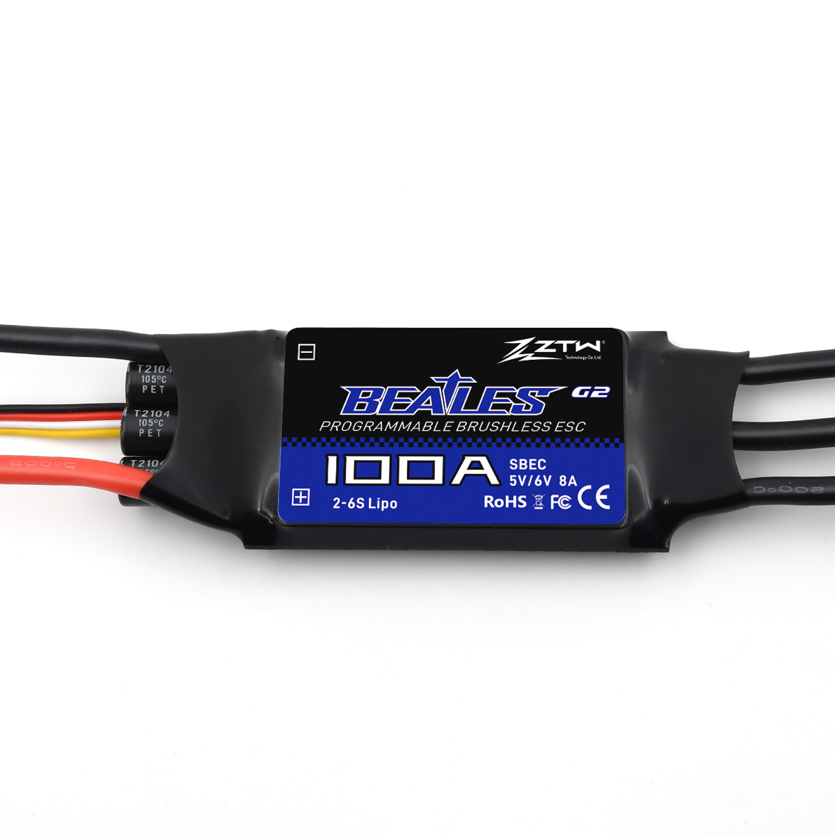 ZTW Beatles G2 100A ESC 2-6S SBEC 5V/6V 8A Speed Control for RC Airplane Aircraft Fixed-Wing - Image 3