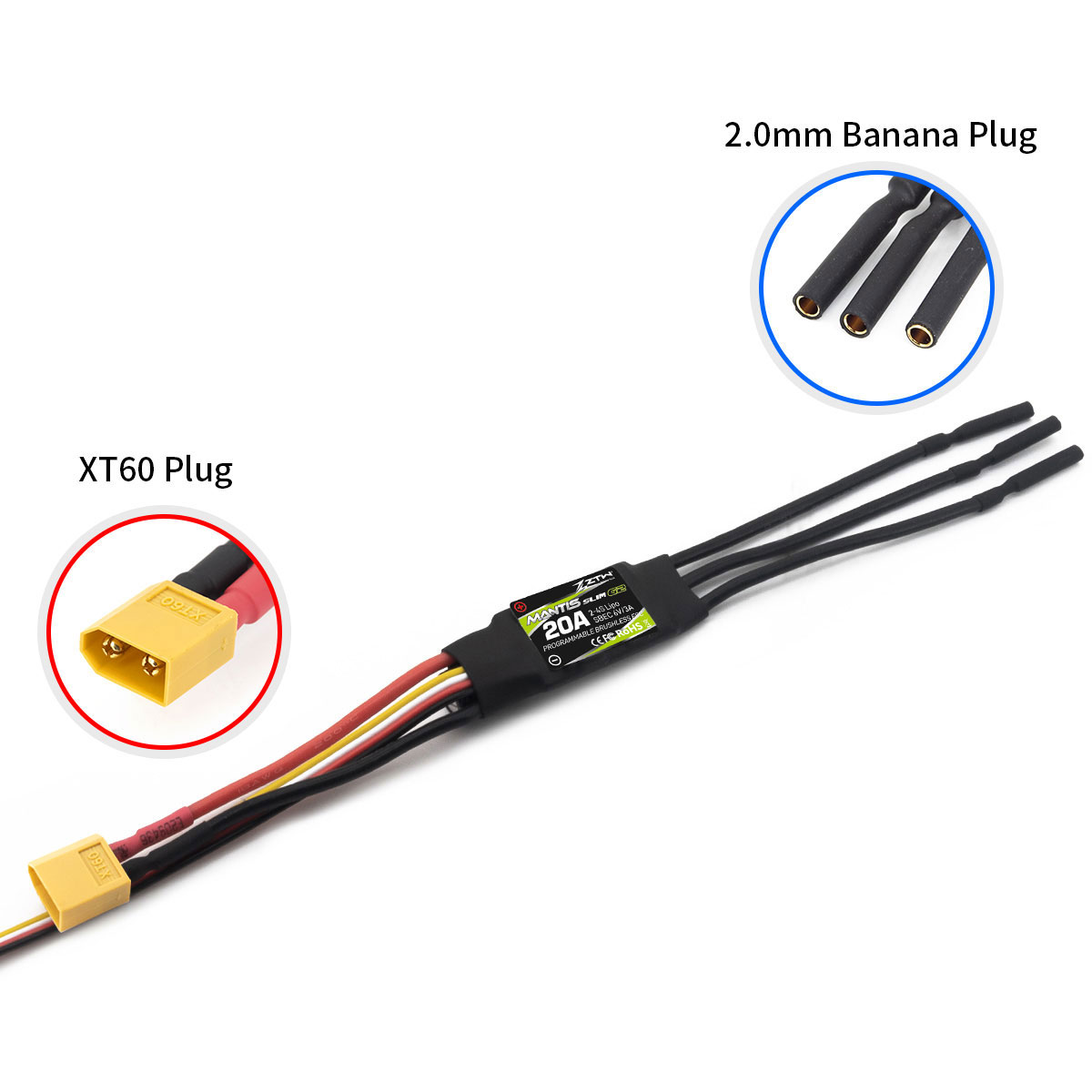 ZTW Mantis Slim G2 20A ESC 2-4S SBEC 6V/3A for RC Airplane Fixed-Wing Indoor F3P 3D Flying - Image 3