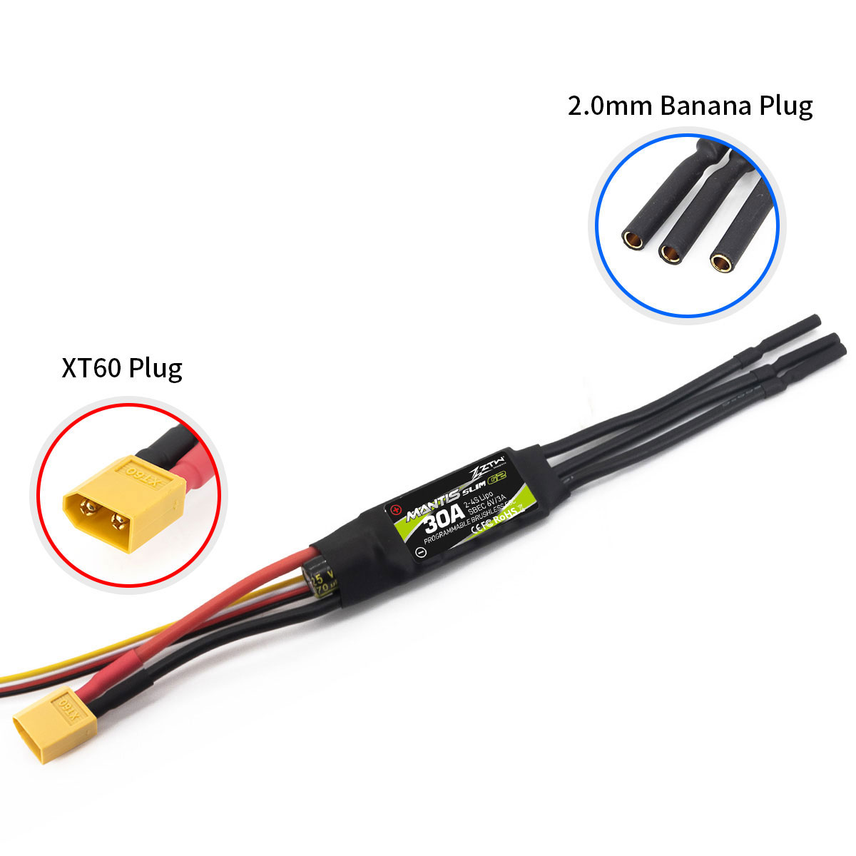 ZTW Mantis Slim G2 30A ESC 2-4S SBEC 6V/3A For RC Airplane Fixed-Wing Indoor F3P 3D Flying - Image 2
