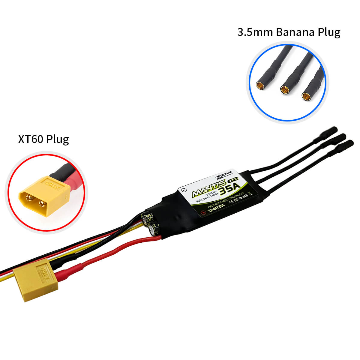 ZTW Mantis G2 35A ESC 2-4S SBEC 5V/6V/7.4V Adjustable 4A for RC Airplane Aircraft Fixed-Wing - Image 3