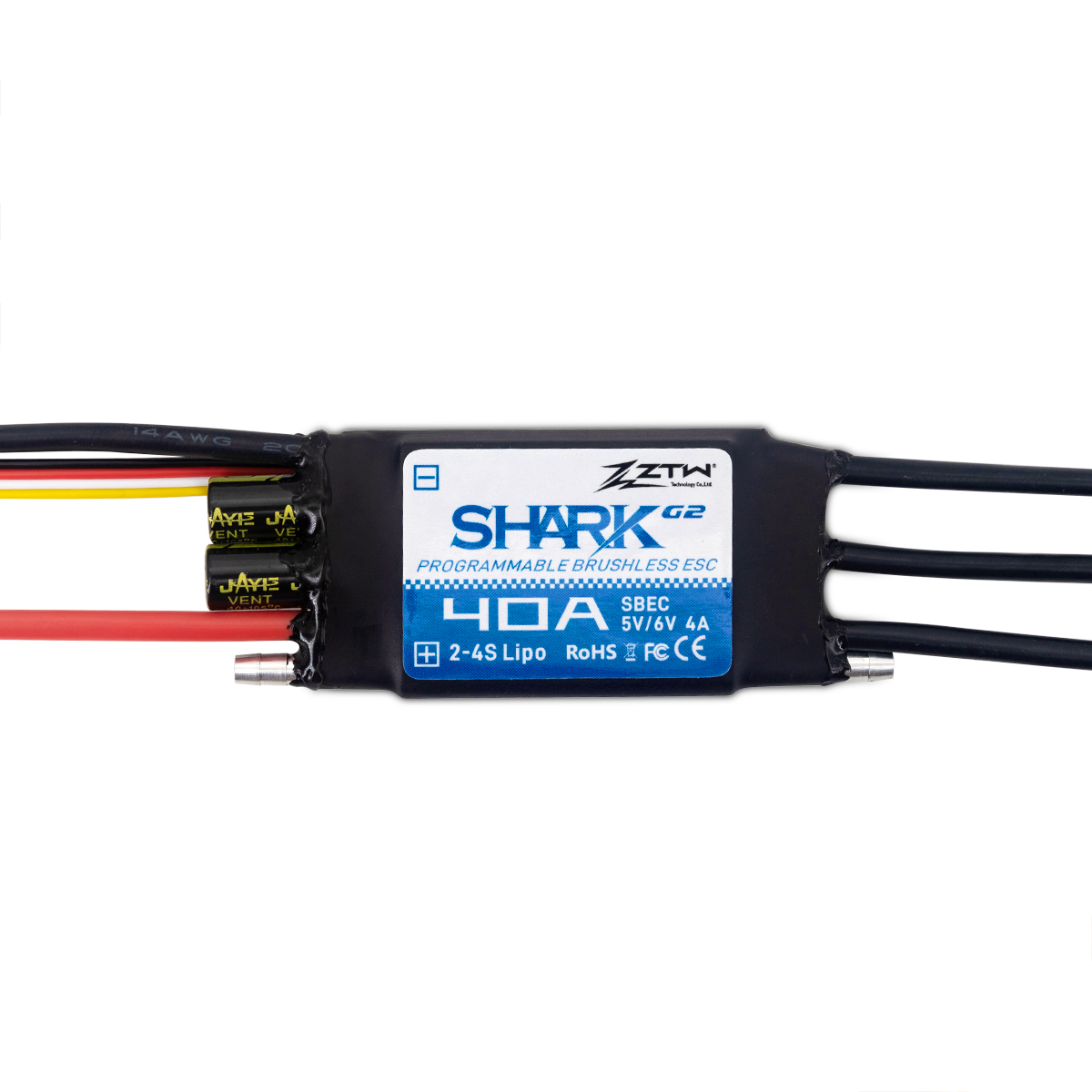 ZTW Shark G2 40A ESC 2-4S SBEC 5V/6V 4A Bidirectional Waterproof Speed Controller for RC Boat Marine - Image 3