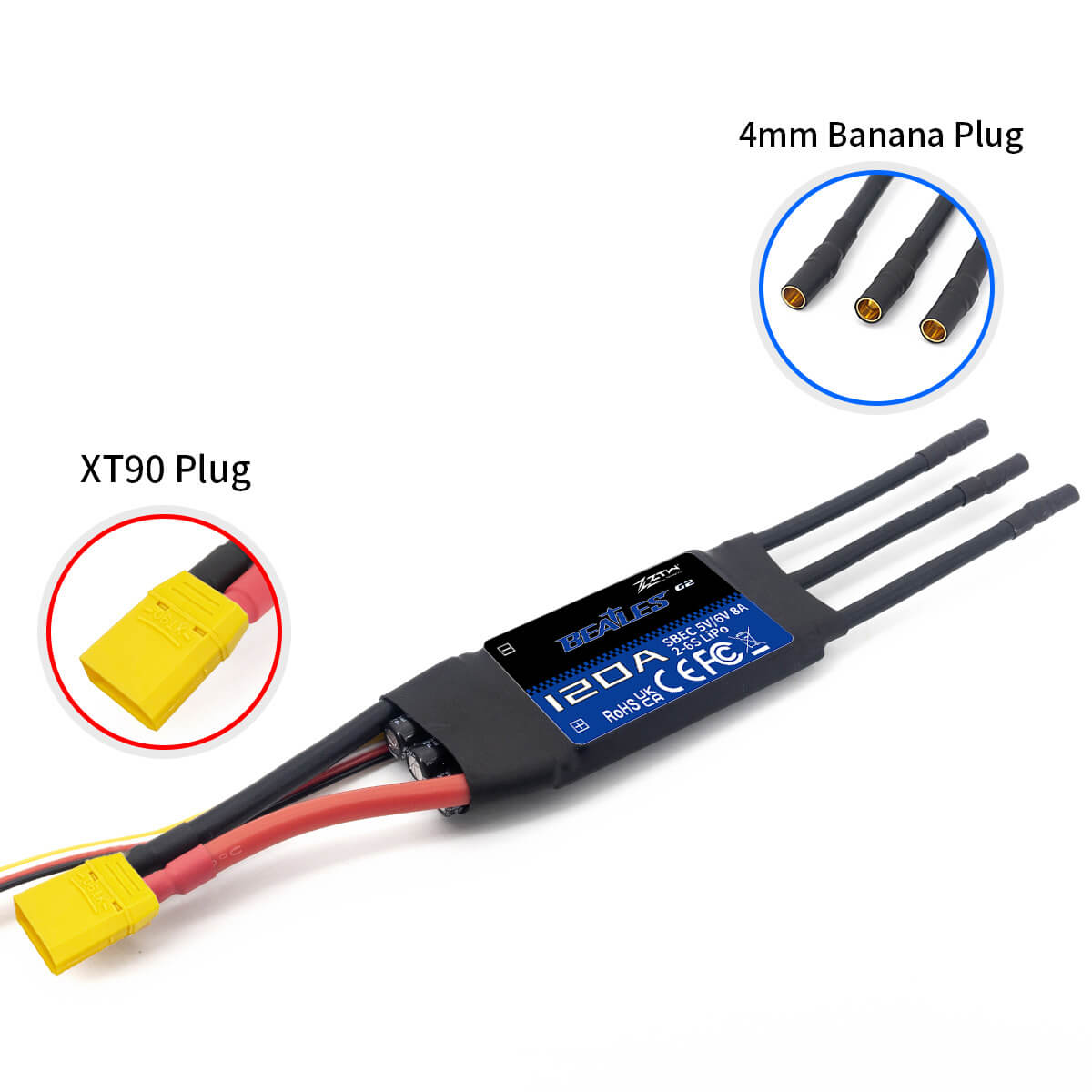ZTW Beatles G2 120A ESC 2-6S SBEC 5V/6V 8A Speed Control for RC Airplane Aircraft Fixed-Wing - Image 4
